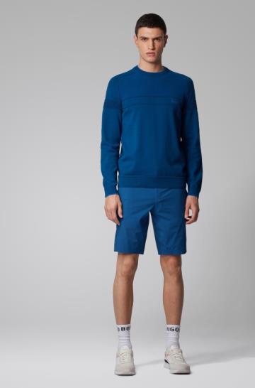 Sweter BOSS Regular Fit Niebieskie Męskie (Pl34204)